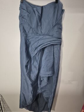 ASOS Design Slate Blue Draped Ruffle Midi Dress Size 14